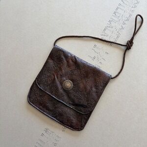 Vintage Unbranded Tooled Leather Crossbody Bag
